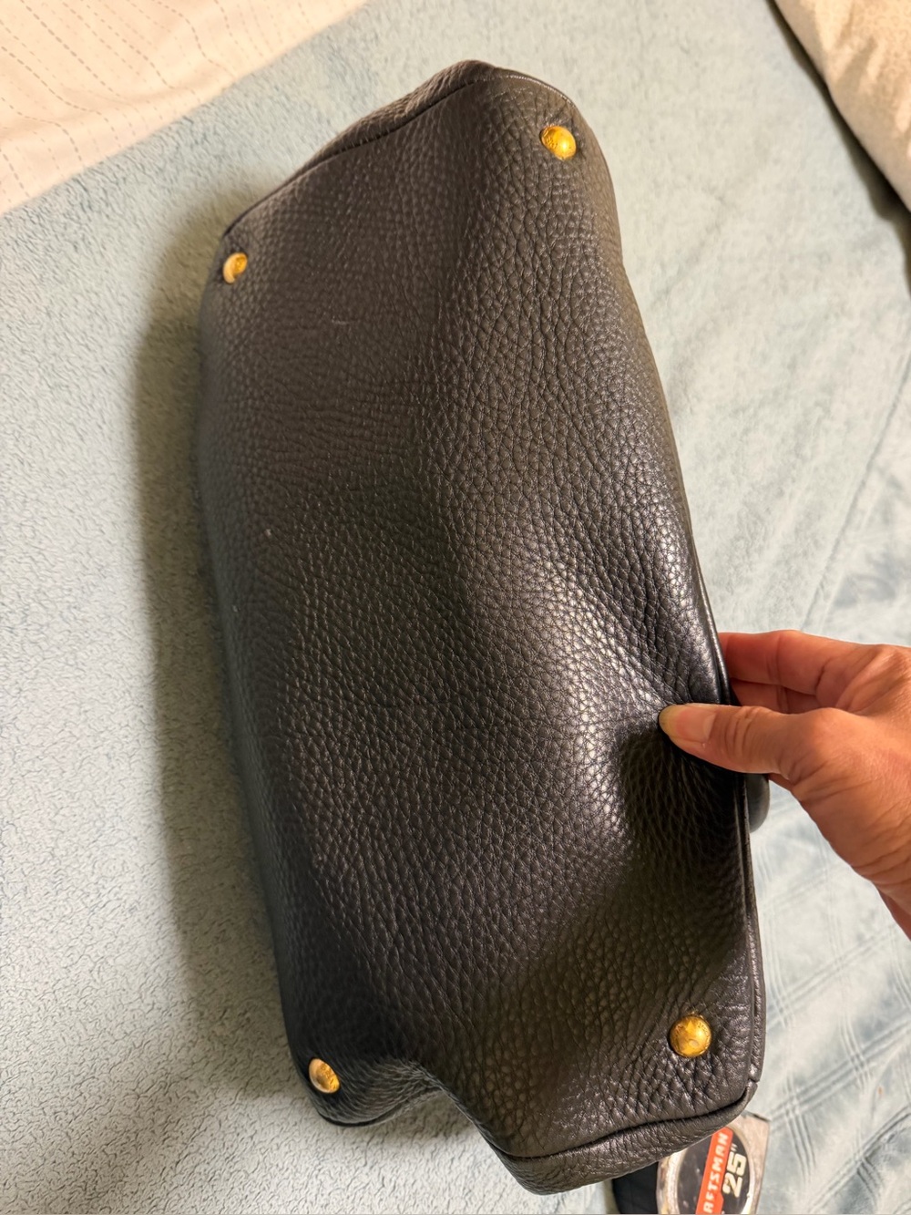 Prada Black Pebbled Leather Top-Handle Tote with Gold Hardware - Picture 9 of 11